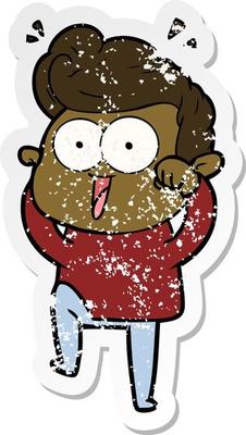 distressed sticker of a cartoon man