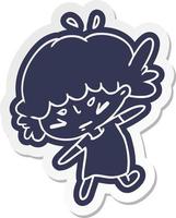 cartoon sticker of a cute kawaii girl vector