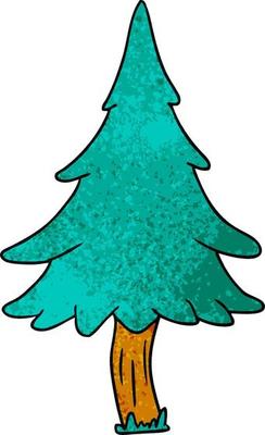 textured cartoon doodle of woodland pine trees
