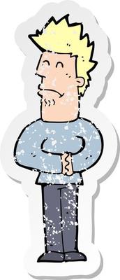 retro distressed sticker of a cartoon nervous man