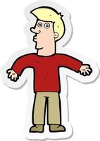 sticker of a cartoon man shrugging shoulders vector