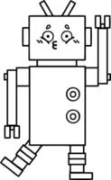 line drawing cartoon robot vector