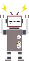 flat color retro cartoon robot vector