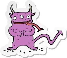 sticker of a cartoon little demon vector