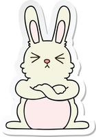 sticker of a quirky hand drawn cartoon rabbit vector