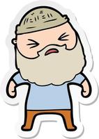 sticker of a cartoon man with beard vector