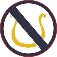 flat color retro cartoon no harps allowed sign vector
