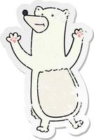 distressed sticker of a quirky hand drawn cartoon polar bear vector