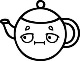 line drawing cartoon teapot vector