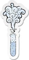 retro distressed sticker of a cartoon test tube vector