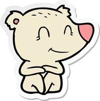 sticker of a smiling polar bear cartoon vector