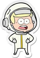 sticker of a cartoon surprised astronaut vector