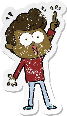 distressed sticker of a cartoon staring man