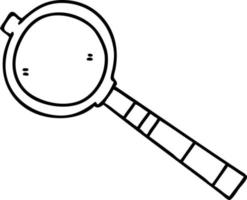quirky line drawing cartoon magnifying glass vector