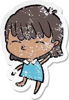 distressed sticker of a cartoon woman