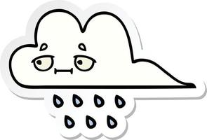 sticker of a cute cartoon rain cloud vector