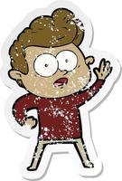 distressed sticker of a cartoon staring man vector