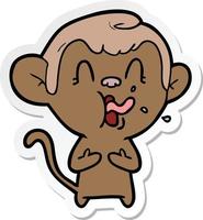 sticker of a crazy cartoon monkey vector