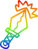 rainbow gradient line drawing cartoon sharp dagger vector