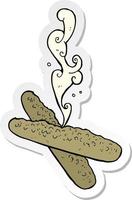 sticker of a cartoon freshly baked bread vector