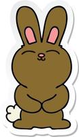 sticker of a quirky hand drawn cartoon rabbit vector