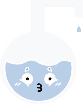 experimento de ciencia de dibujos animados retro de color plano vector