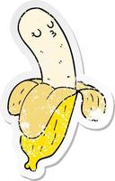 distressed sticker of a cartoon banana vector