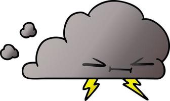 gradient cartoon of a grumpy lightening cloud vector