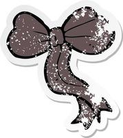 retro distressed sticker of a cartoon bow vector