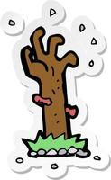 sticker of a cartoon zombie rising from grave vector