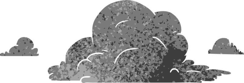 retro cartoon doodle of white large clouds