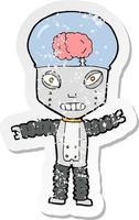 retro distressed sticker of a cartoon future robot vector