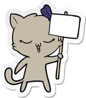 sticker of a cartoon cat with bow on head vector