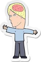 sticker of a cartoon man with brain vector