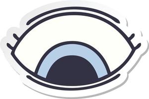 sticker of a cute cartoon eye looking down vector
