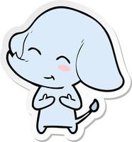 sticker of a cute cartoon elephant vector