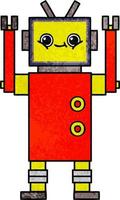 retro grunge texture cartoon robot vector
