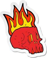 sticker of a cartoon flaming skull vector