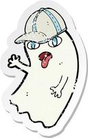 retro distressed sticker of a cartoon ghost vector