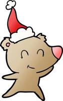 female bear gradient cartoon of a wearing santa hat vector