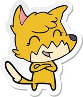 sticker of a happy cartoon fox vector