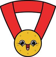 cute cartoon gold medal vector