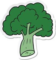 sticker of a cartoon broccoli vector