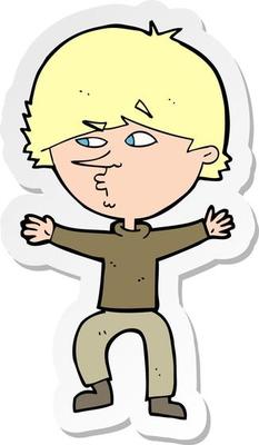 sticker of a cartoon suspicious man