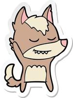 sticker of a friendly cartoon wolf vector