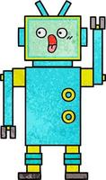 retro grunge texture cartoon robot vector