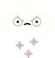 flat color retro cartoon snow cloud vector