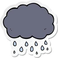 sticker of a cartoon cloud raining vector