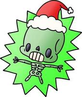 dibujos animados de gradiente de navidad de esqueleto kawaii vector