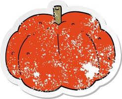 distressed sticker of a cartoon pumpkin vector